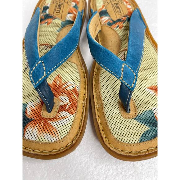 Born women’s palm tree thong flip flop sandals suede blue size 8 - Picture 8 of 9